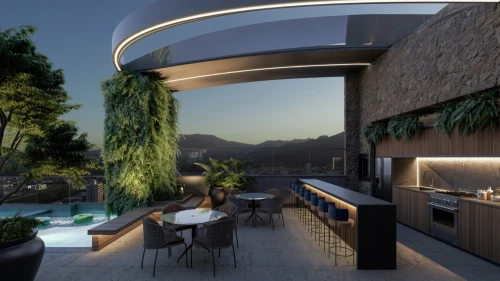 Espaço gourmet da piscina rooftop